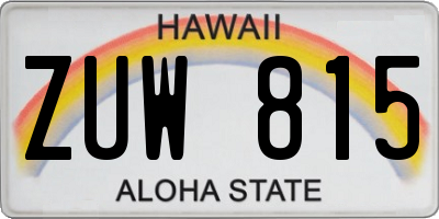HI license plate ZUW815