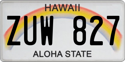 HI license plate ZUW827