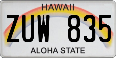 HI license plate ZUW835