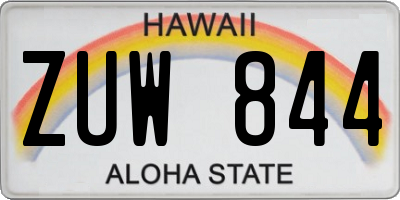 HI license plate ZUW844
