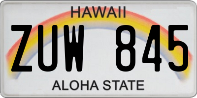 HI license plate ZUW845