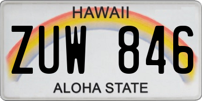 HI license plate ZUW846