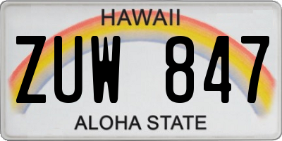 HI license plate ZUW847