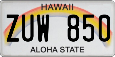 HI license plate ZUW850