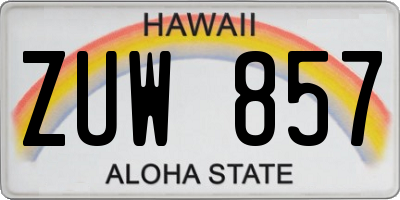 HI license plate ZUW857