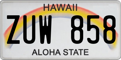 HI license plate ZUW858