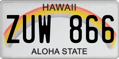 HI license plate ZUW866