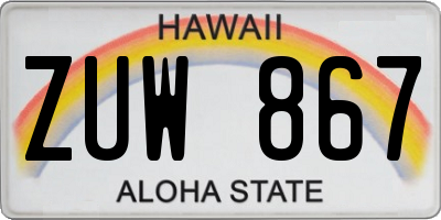 HI license plate ZUW867