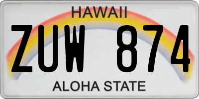 HI license plate ZUW874