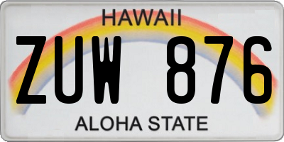 HI license plate ZUW876