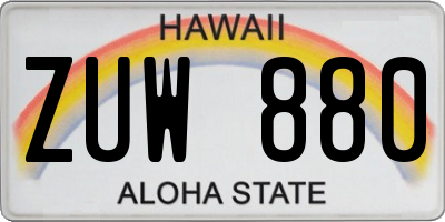 HI license plate ZUW880