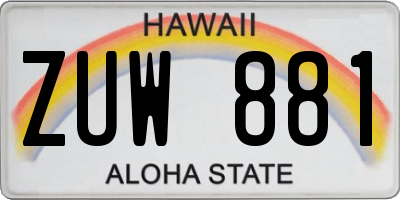 HI license plate ZUW881