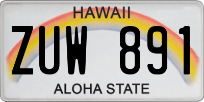 HI license plate ZUW891
