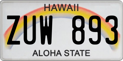 HI license plate ZUW893