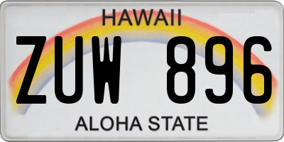 HI license plate ZUW896