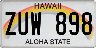 HI license plate ZUW898