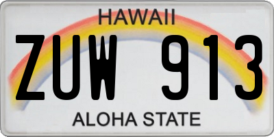HI license plate ZUW913