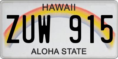 HI license plate ZUW915