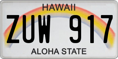 HI license plate ZUW917