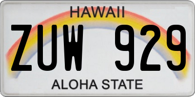 HI license plate ZUW929