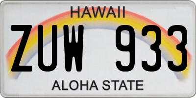 HI license plate ZUW933