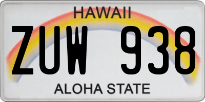 HI license plate ZUW938