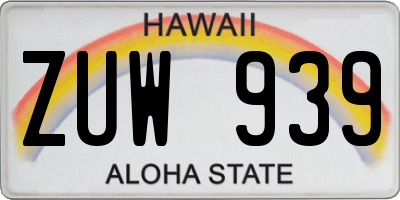 HI license plate ZUW939