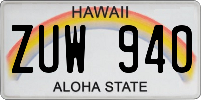 HI license plate ZUW940