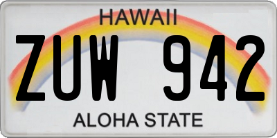 HI license plate ZUW942