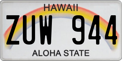 HI license plate ZUW944