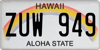 HI license plate ZUW949