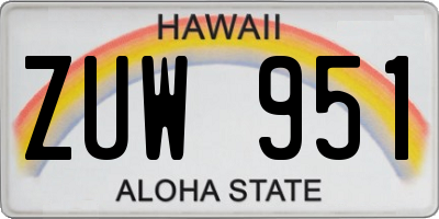 HI license plate ZUW951