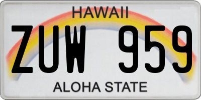HI license plate ZUW959