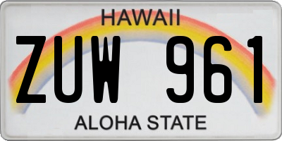 HI license plate ZUW961