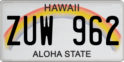 HI license plate ZUW962