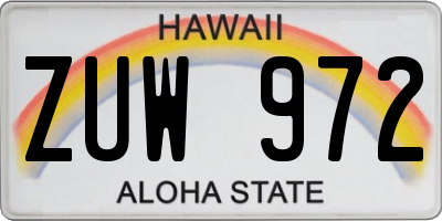 HI license plate ZUW972