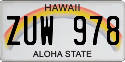 HI license plate ZUW978