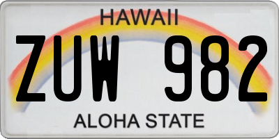 HI license plate ZUW982