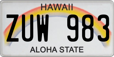 HI license plate ZUW983