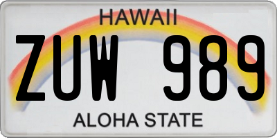 HI license plate ZUW989