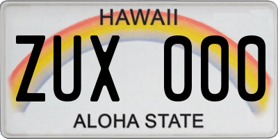 HI license plate ZUX000