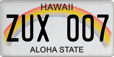 HI license plate ZUX007
