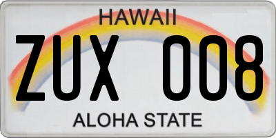 HI license plate ZUX008