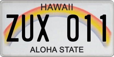 HI license plate ZUX011