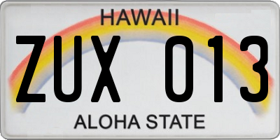 HI license plate ZUX013