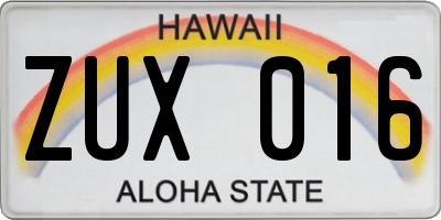 HI license plate ZUX016