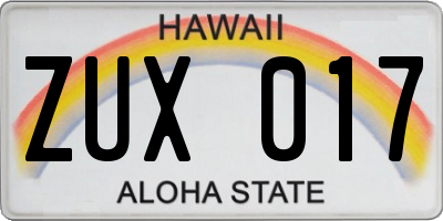 HI license plate ZUX017