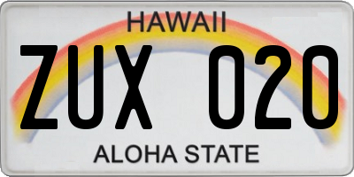 HI license plate ZUX020