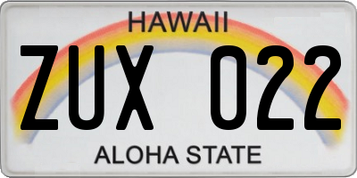HI license plate ZUX022