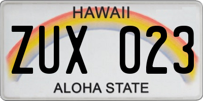 HI license plate ZUX023